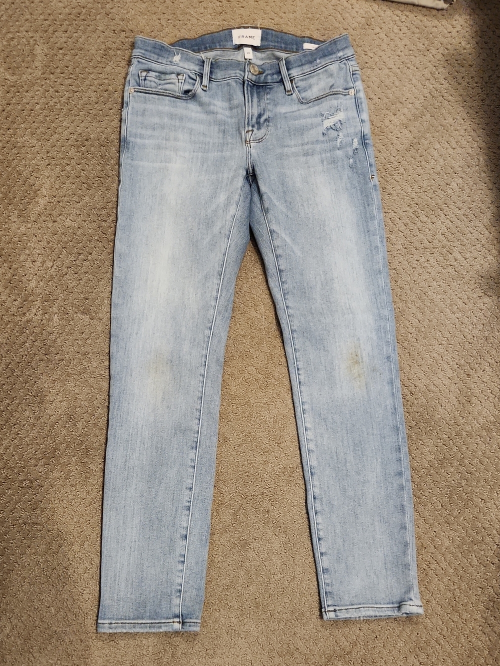 Frame Denim Light Blue High-Rise Skinny Jeans